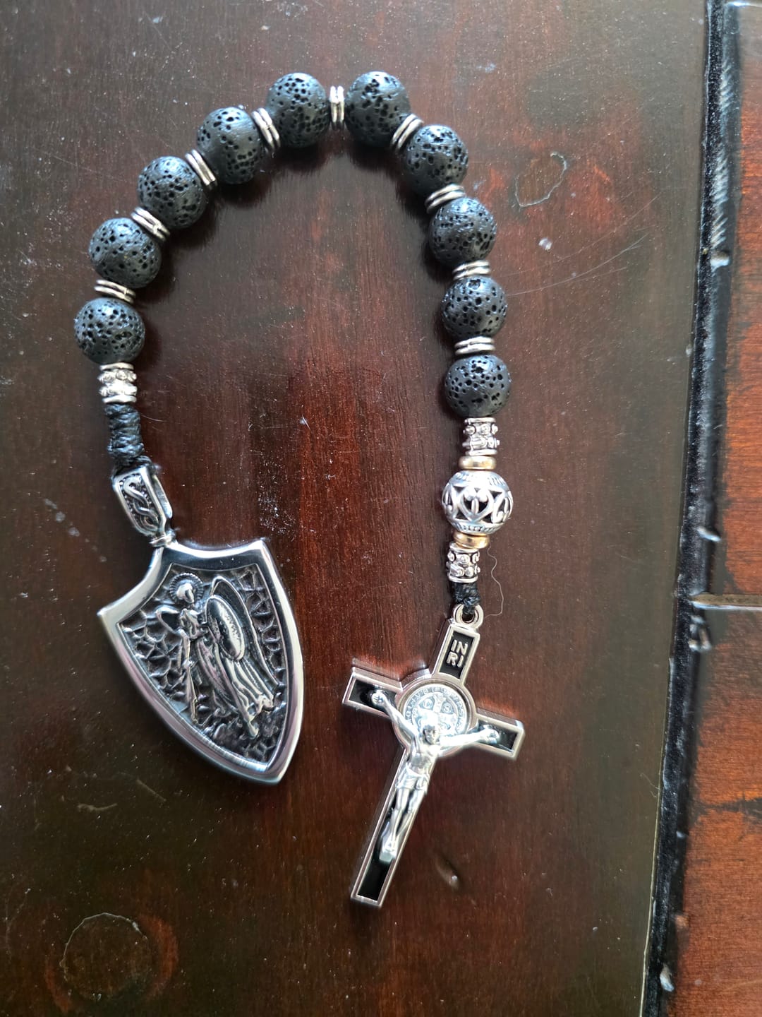 Customer photo review of Archangel St. Michael Shield Amulet Titanium Necklace