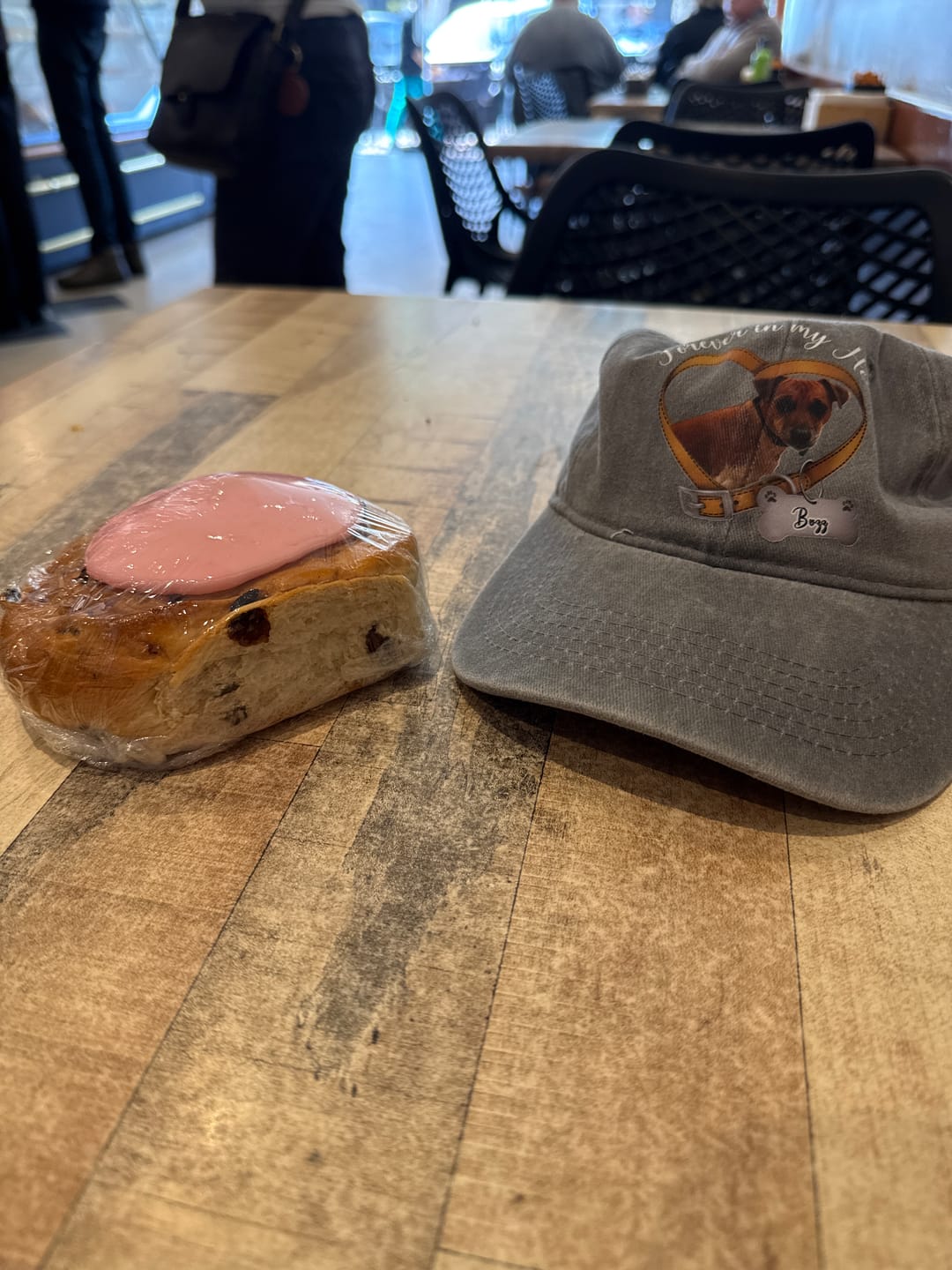 Customer photo review of Custom Photo Forever In My Heart Dog Memorial Distressed Denim Cap