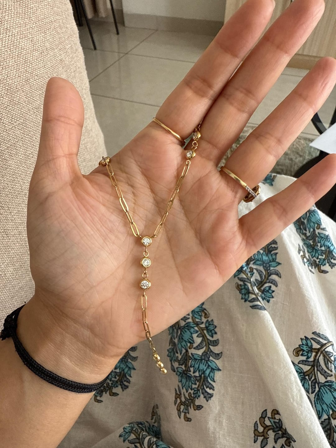 Customer photo review of Starlight Cascade Lariat Necklace
