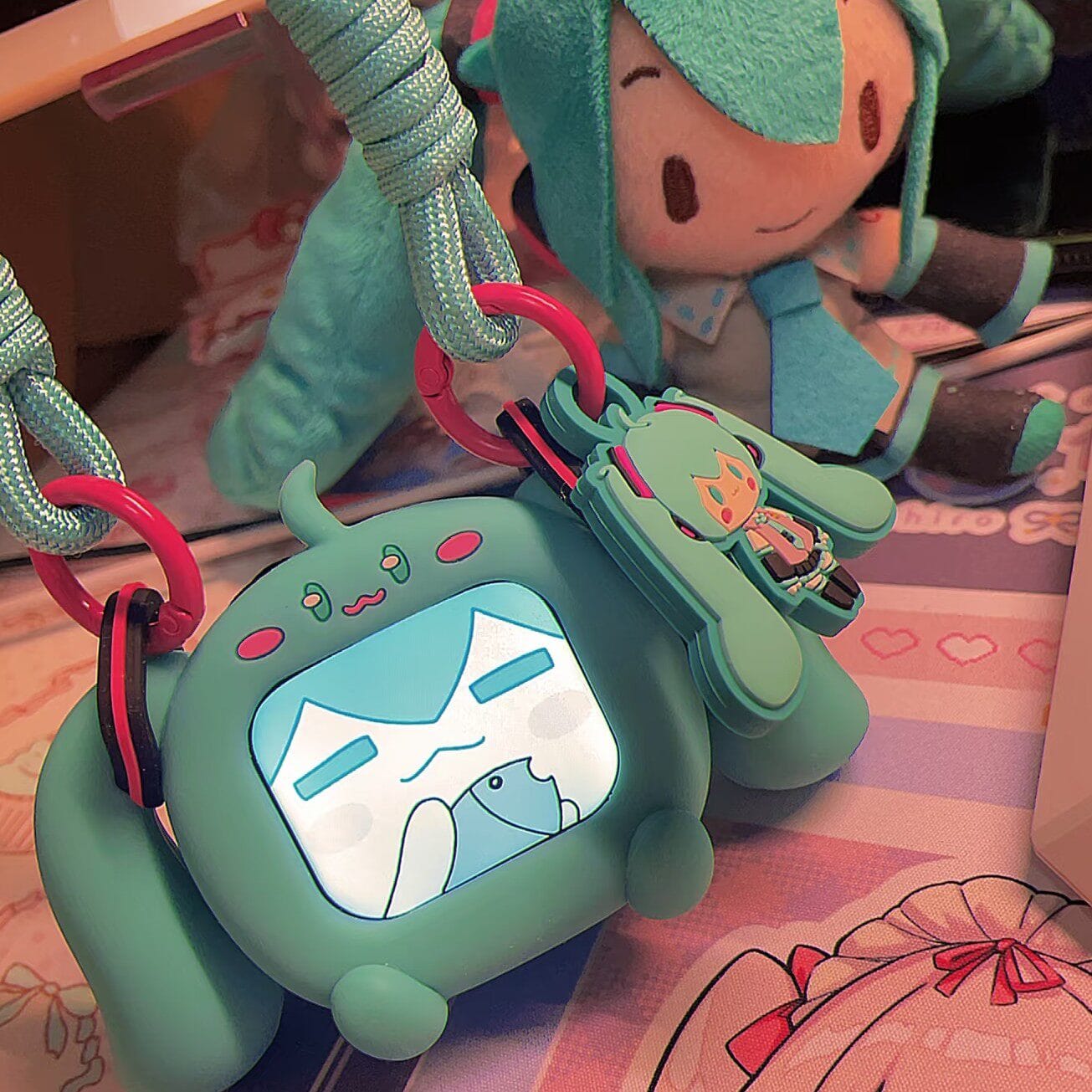 Customer photo review of Officially Licensed Hatsune Miku Wireless Earphones with Smart Display Desktop Stand
