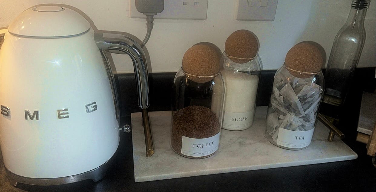 Customer photo review of Set of 3 Cork Ball Glass Jars - Tea, Coffee and Sugar 800ml