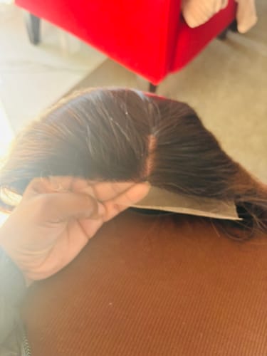 Customer photo review of Vietnamese Super Double Drawn Bone Straight 5x5 Glueless Closure Natural Black Wig