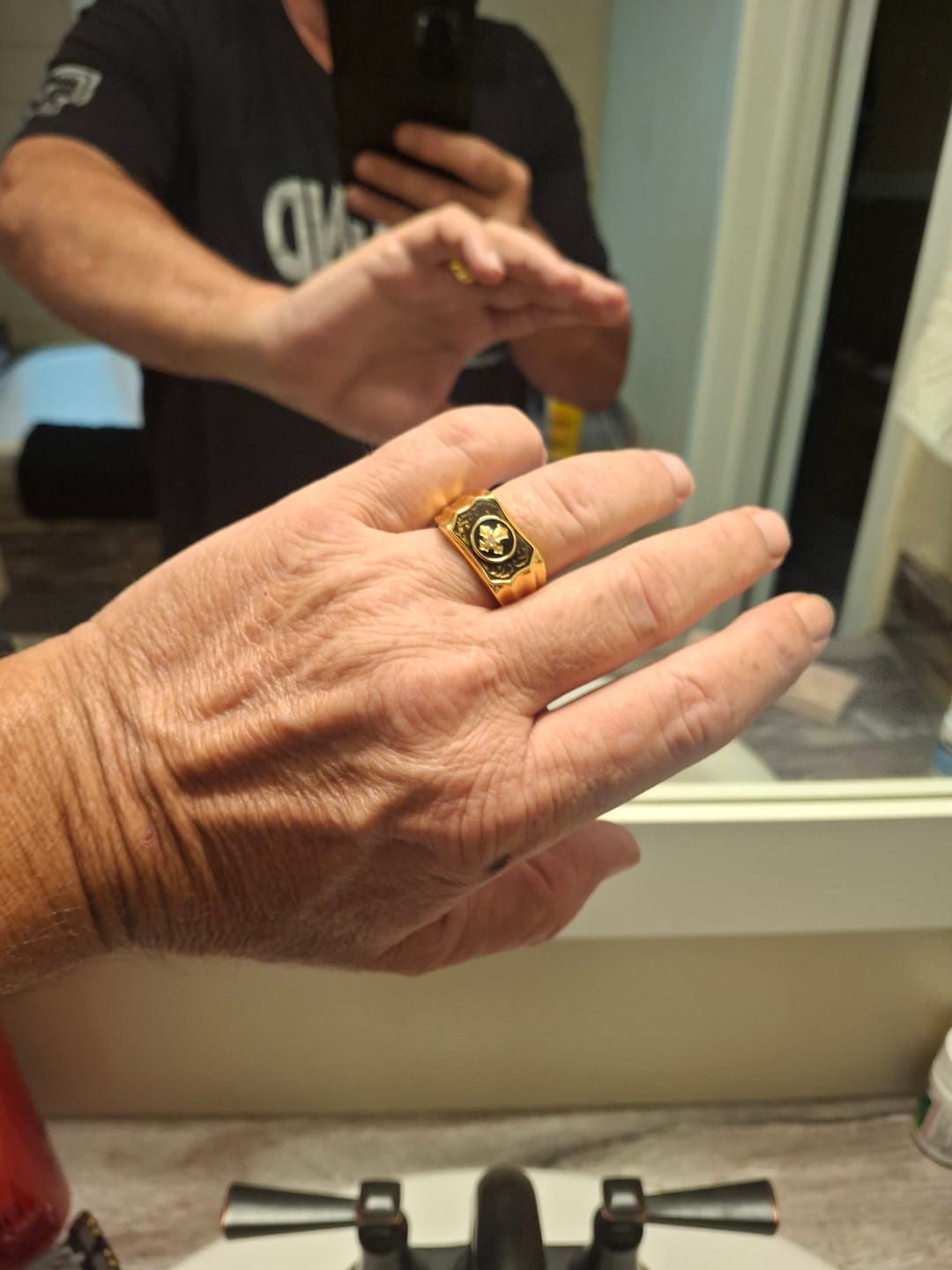 Customer photo review of FREE Today: Faith and Strength Jesus Cross Religious Ring