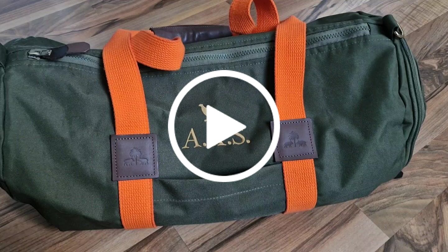 Customer video review of Dufflebag HUNTING KODURA Khaki mit orangenem Gurtband