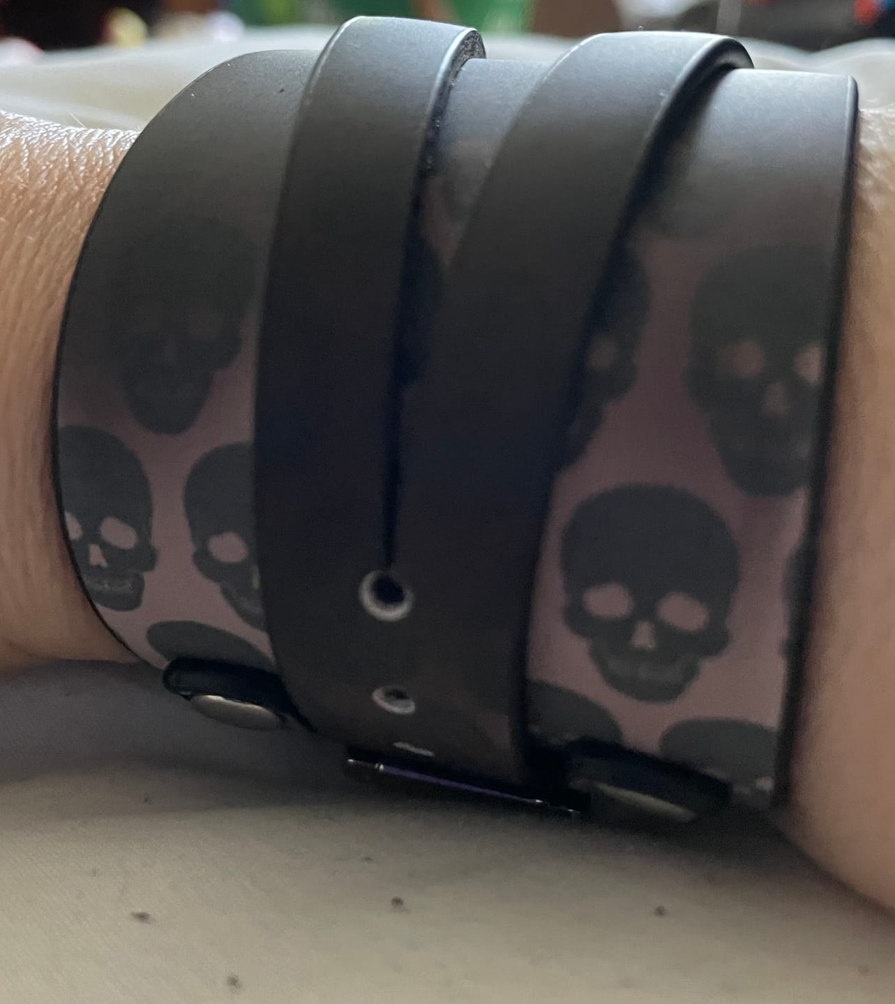 Customer photo review of Unisex Color-Changing Leather Dual-Wear Bracelet-Black to Skull (Heat Reactive)