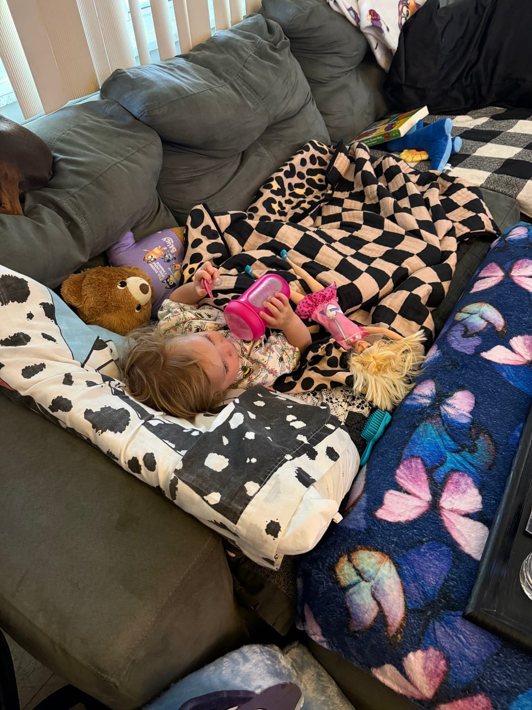 Customer photo review of Organic Muslin Quilt in Ava (Leopard) x Black + Taupe Checkered