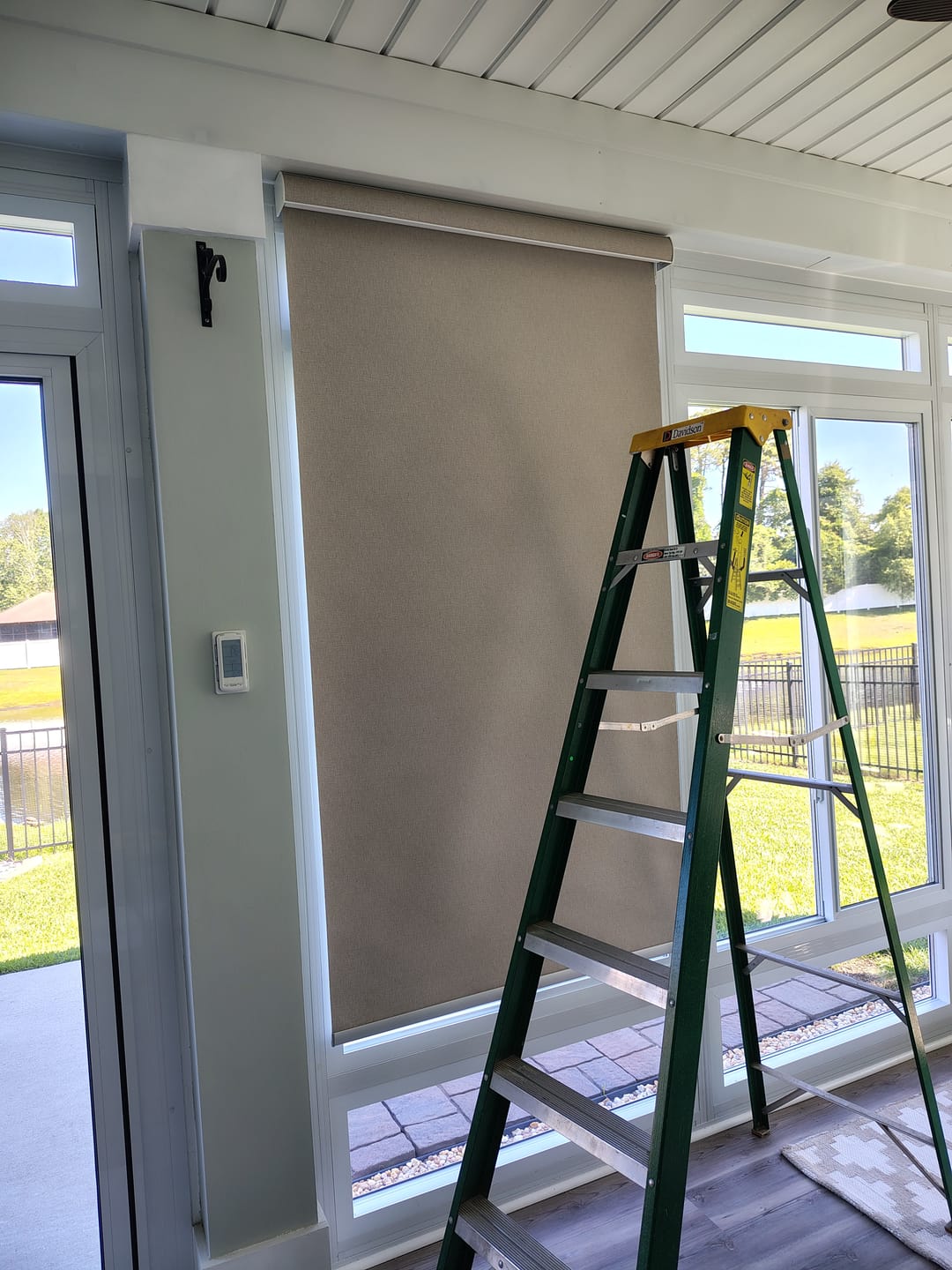 Customer photo review of SmartWings Motorized Roller Shades 100% Blackout Safari