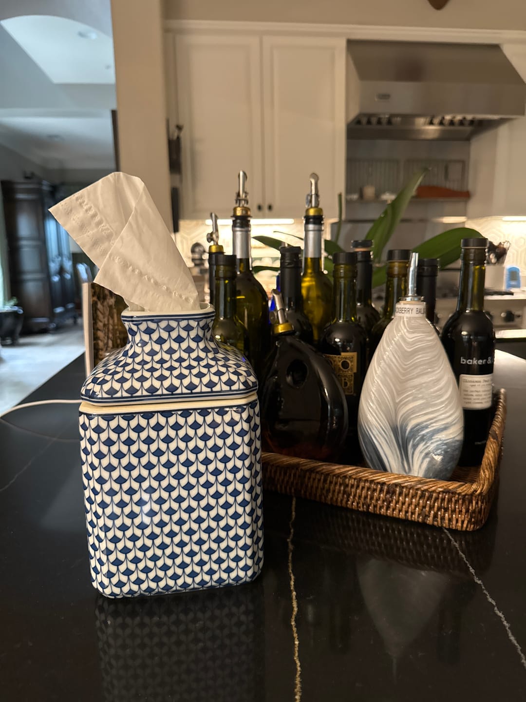 Customer photo review of Blue & White Fishnet Ceramic Tissue Box Cover