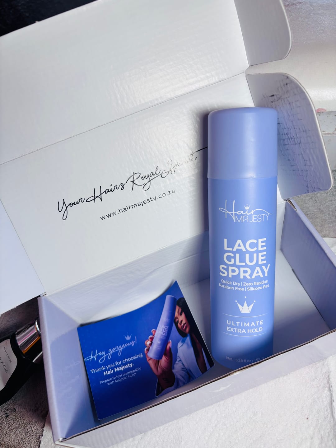 Customer photo review of Majestic Hold Ultimate Extra Hold Lace Glue Spray