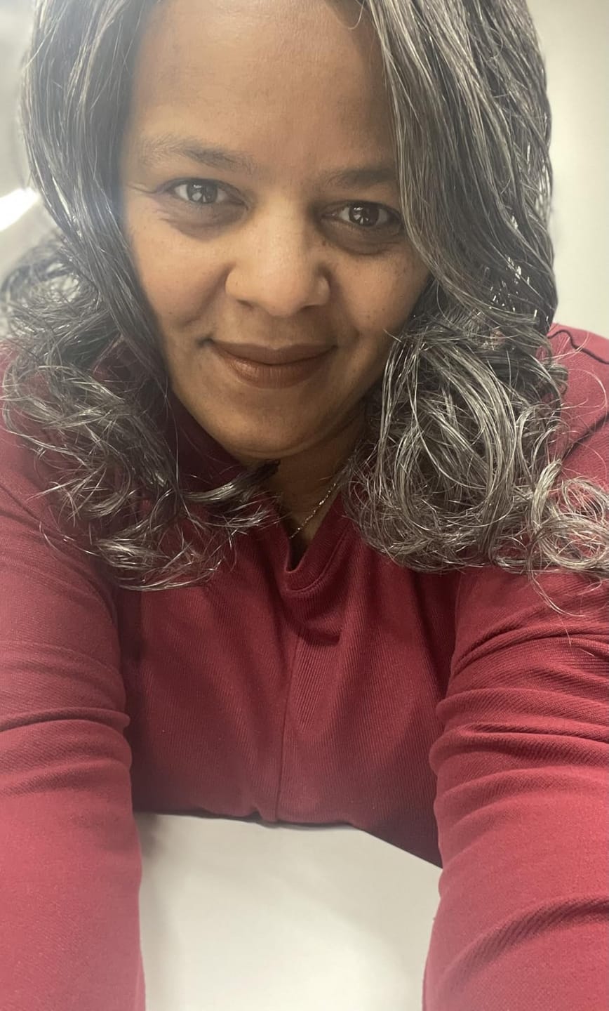Customer photo review of Luvwin Salt & Pepper Layered Blowout Wave Beginner Friendly Glueless  Gray Wig 100% Human Hair