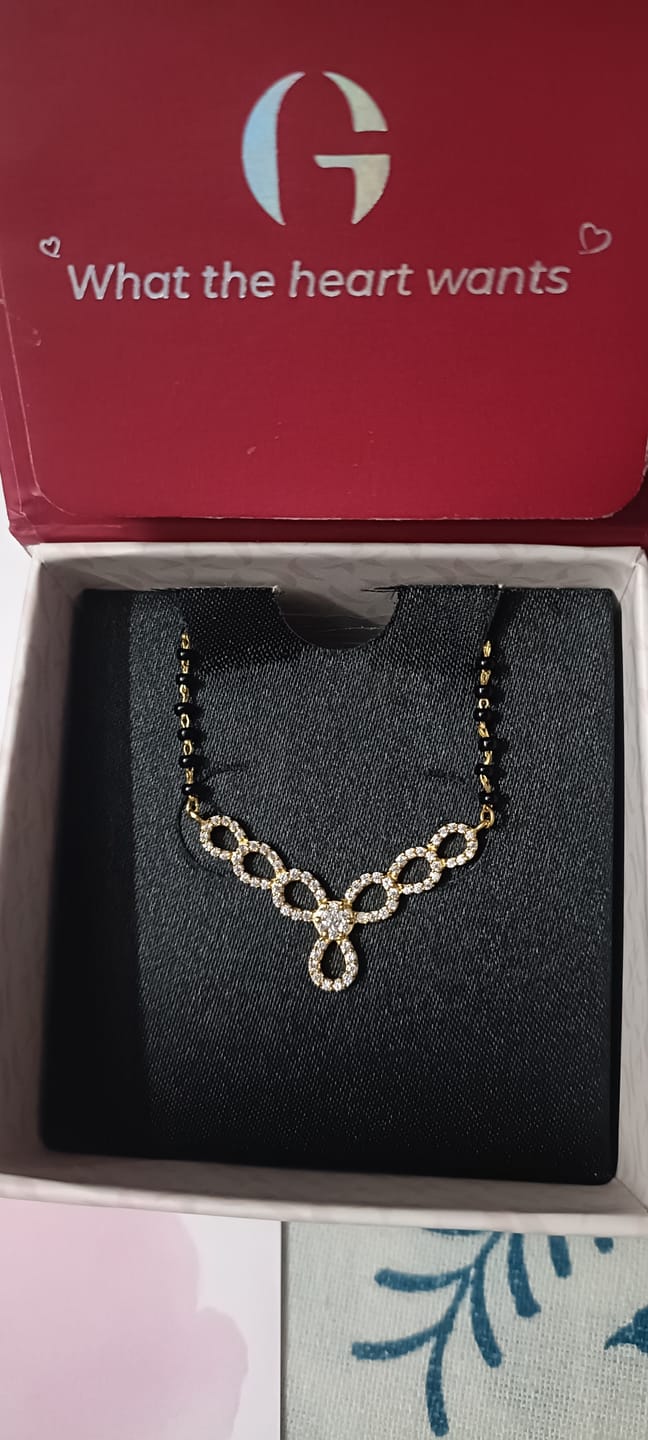 Customer photo review of Golden Enamoured In Love Mangalsutra