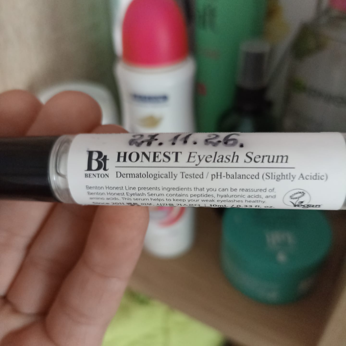 Customer photo review of Skropstu serums ar peptīdiem Benton Honest Eyelash Serum