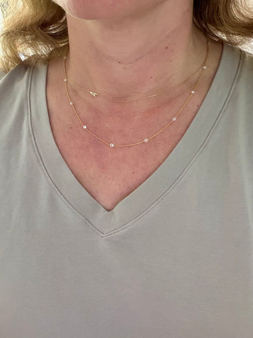 Customer photo review of 2.01ctw Briolette Cut Diamond Station Necklace