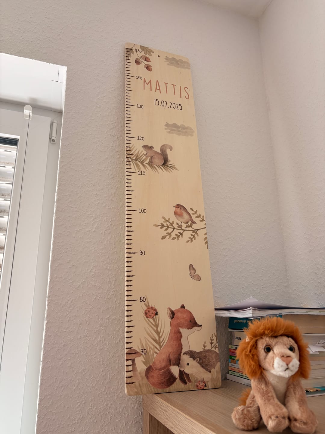 Customer photo review of Messlatte Kinder Holz & Aluverbund - Tiere im Wald