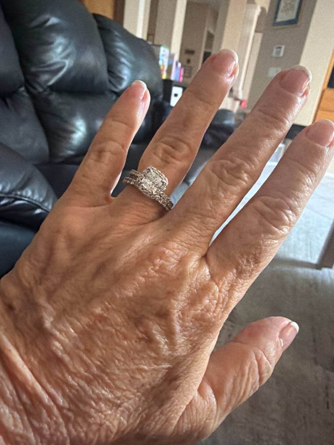 Customer photo review of Halo Cushion Cut CZ Ring in Sterling Silver