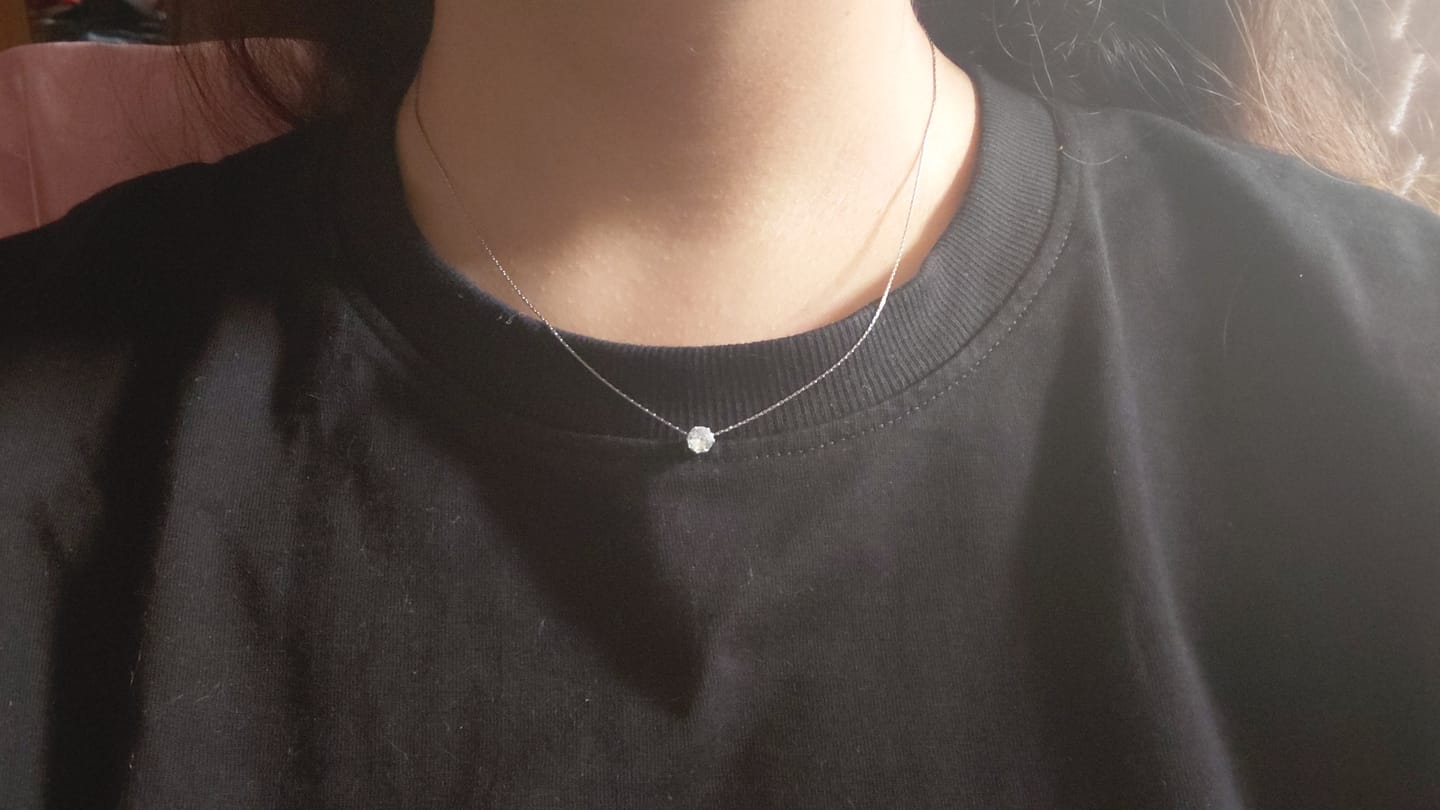 Customer photo review of Classic Solitaire Necklace