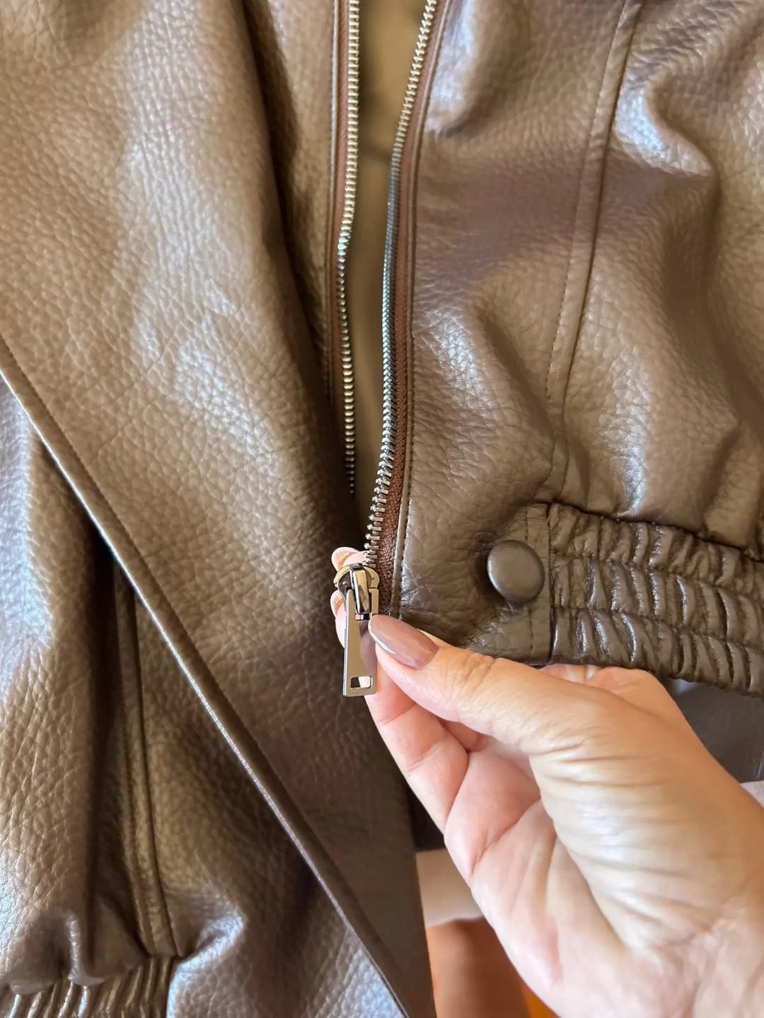 Customer photo review of Marnie Black Vegan Leather Moto Jacket