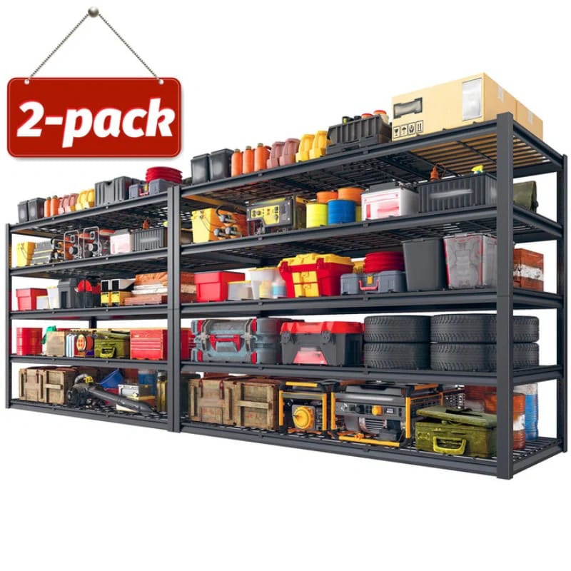 Customer photo review of REIBII 48" W x 24" D Garage Storage Shelves, 2150 lbs Heavy Duty Metal Shelving Racks, Adjustable Storage Rack for Garage Kitchen Pantry