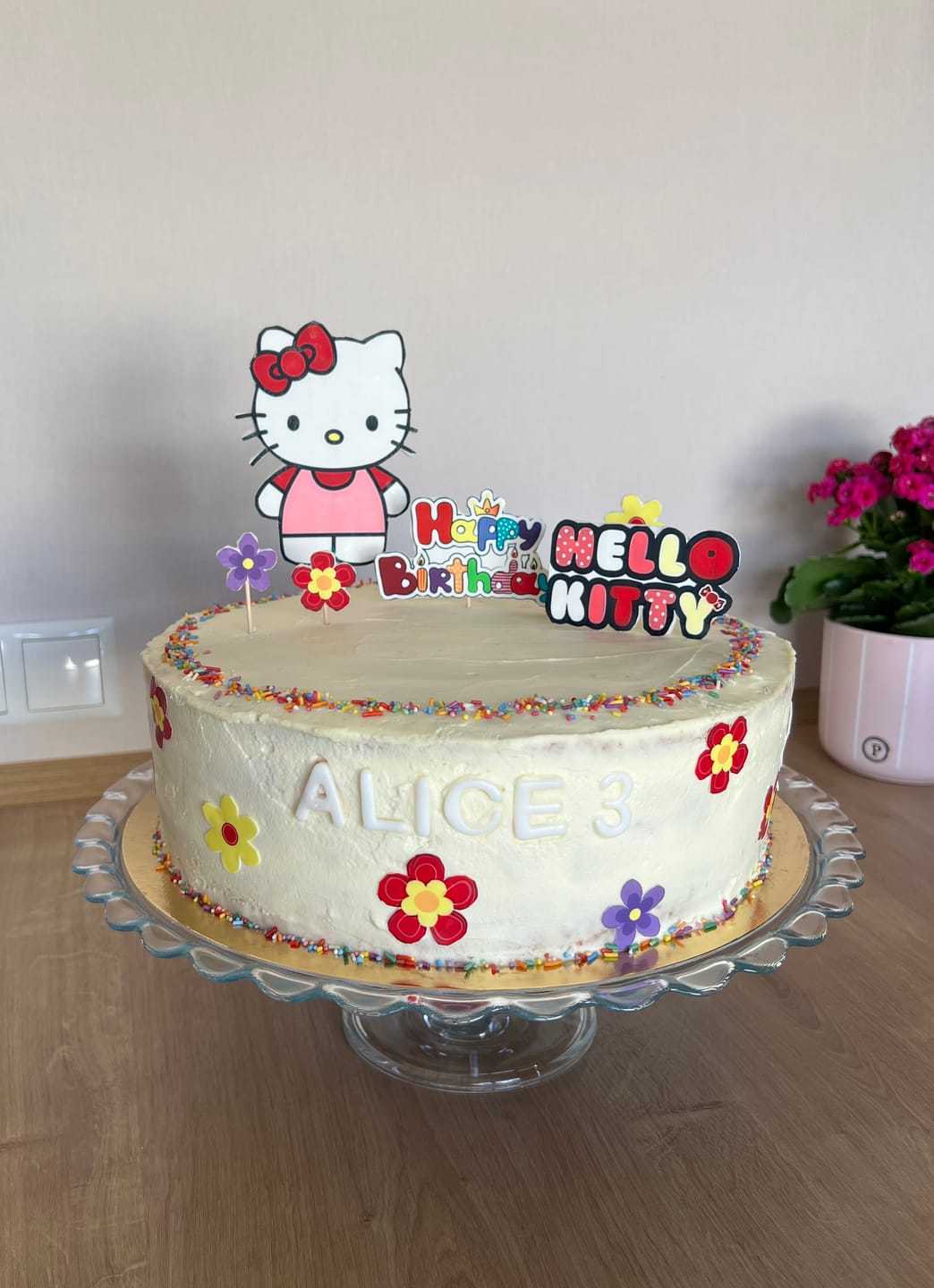 Customer photo review of Макет "Хеллоу Китти и цветочное настроение" для пищевой печати А4