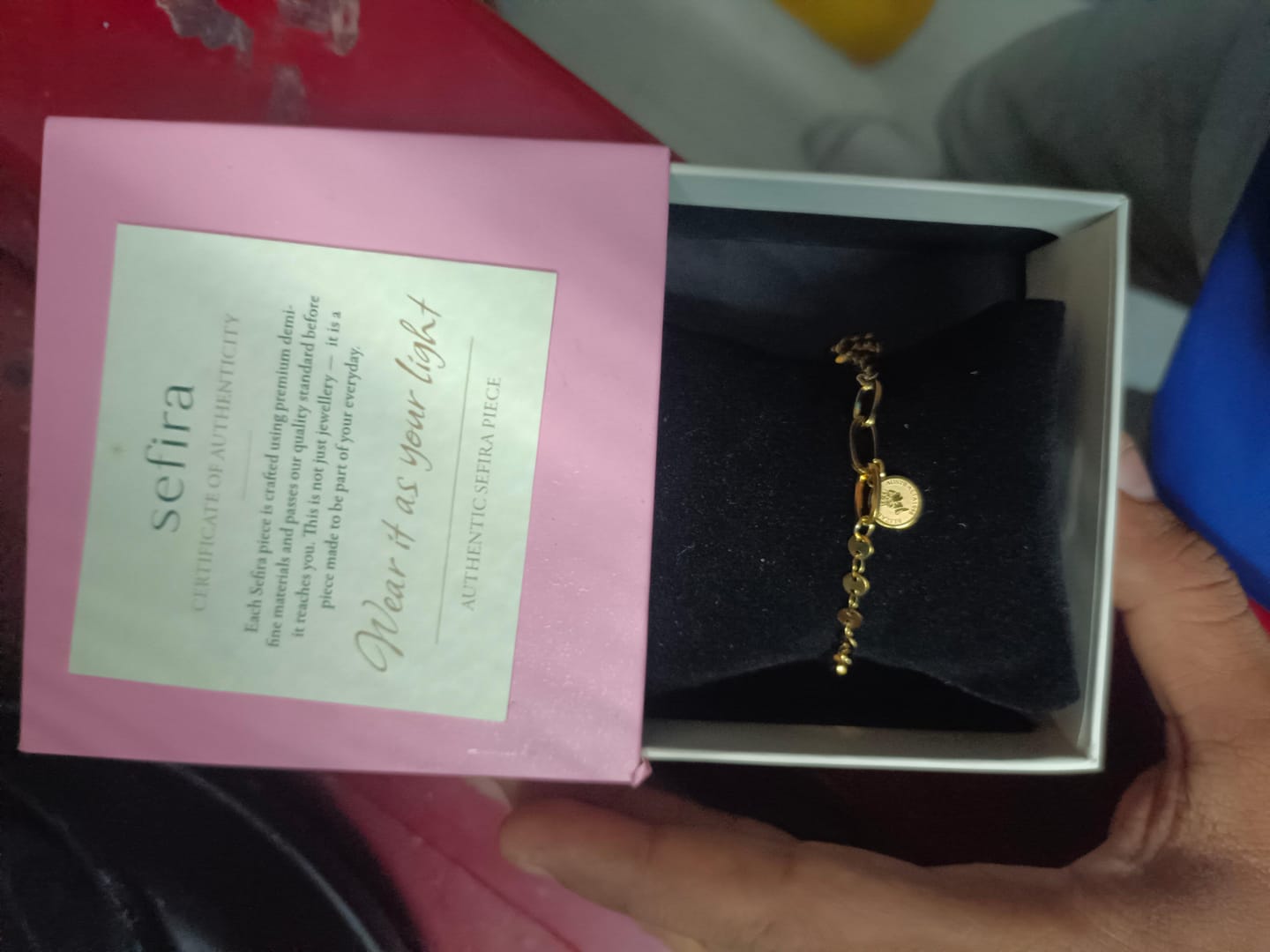 Customer photo review of Dainty Disc Bracelet