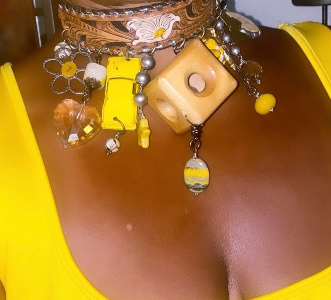 Customer photo review of Sunny Side Up Handmade Leather Choker
