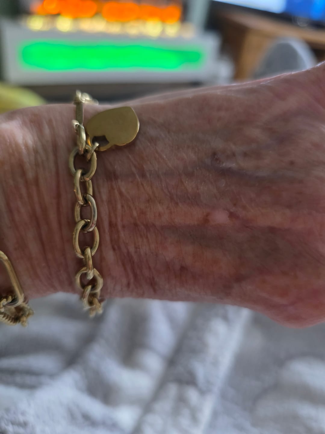 Customer photo review of Classic Chunky Engravable Heart Bracelet