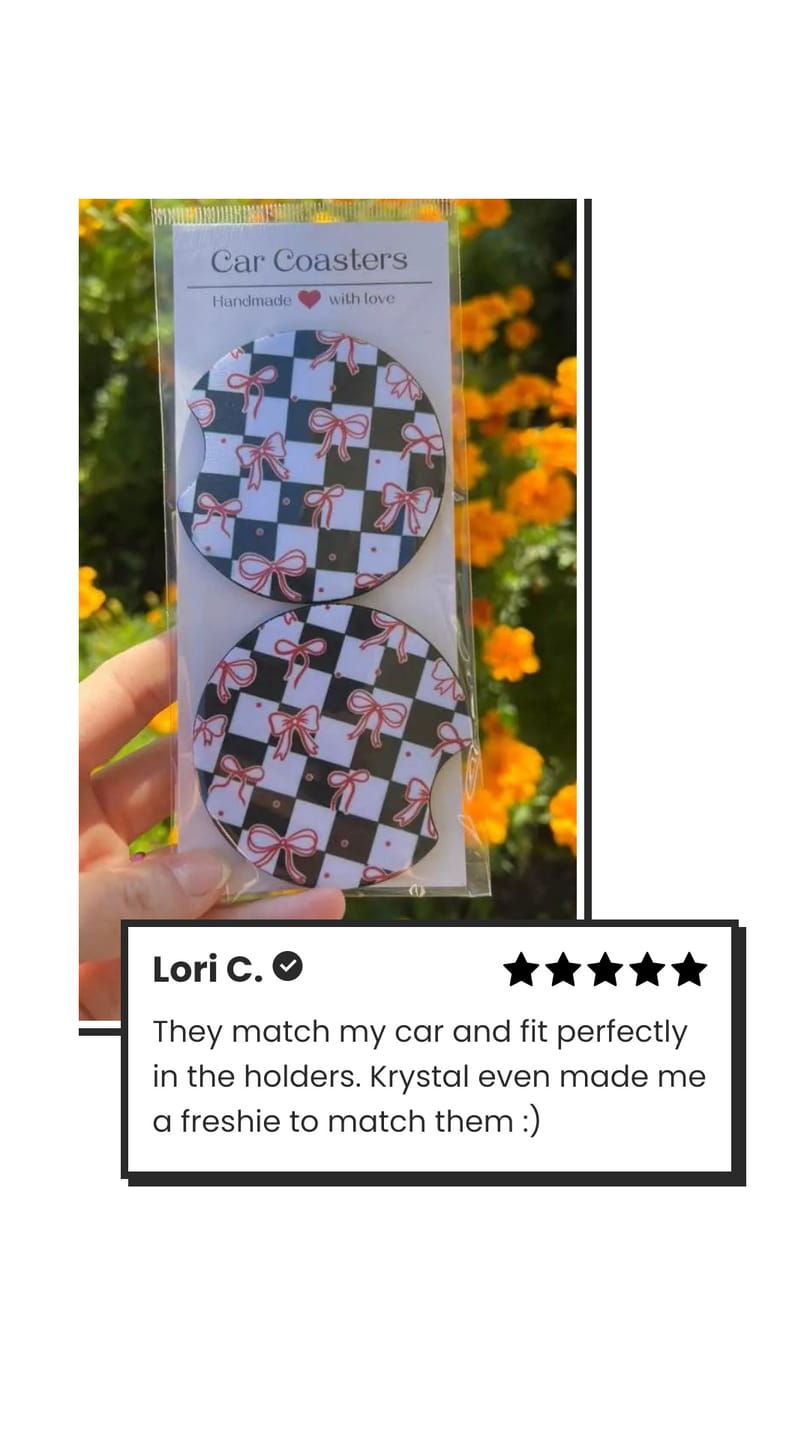 Customer photo review of Car Coasters- choose your design.