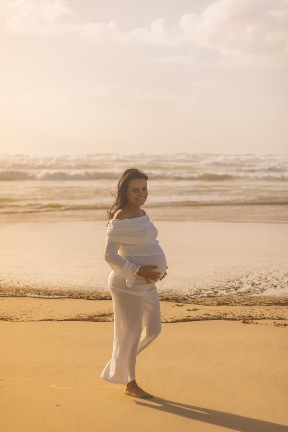 Customer photo review of Ophelia 2 piece Maternity Photoshoot  White Knit Set