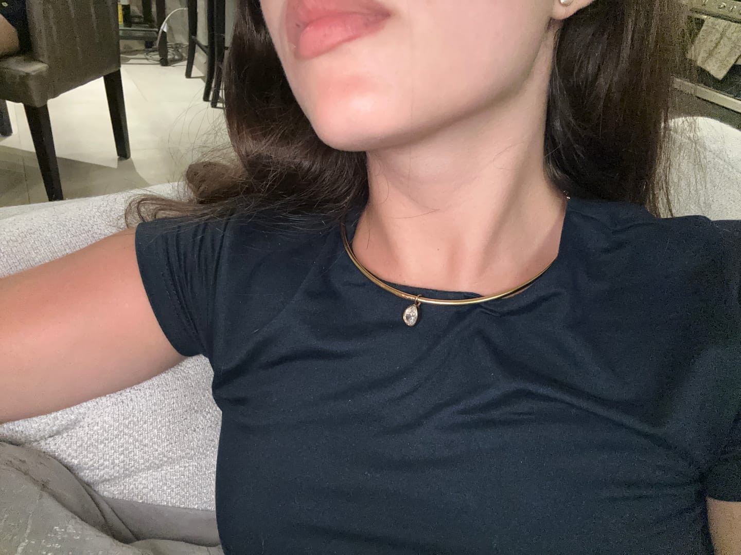 Customer photo review of Choker Rigido Dije Zirconia Gota