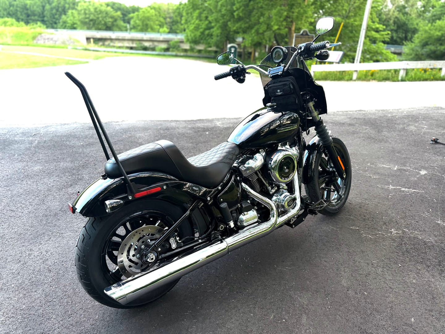 Customer photo review of Iron Born Blade 25" Sissy Bar for Harley Softail Street Bob Matte Black