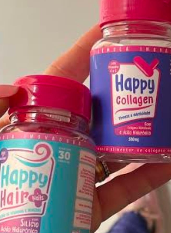 Customer photo review of Happy Hair 3 Potes + 1 Colágeno Grátis