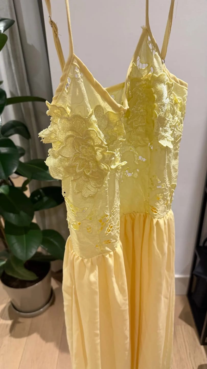 Customer photo review of Celeste Lace Mesh Halter Evening Dress