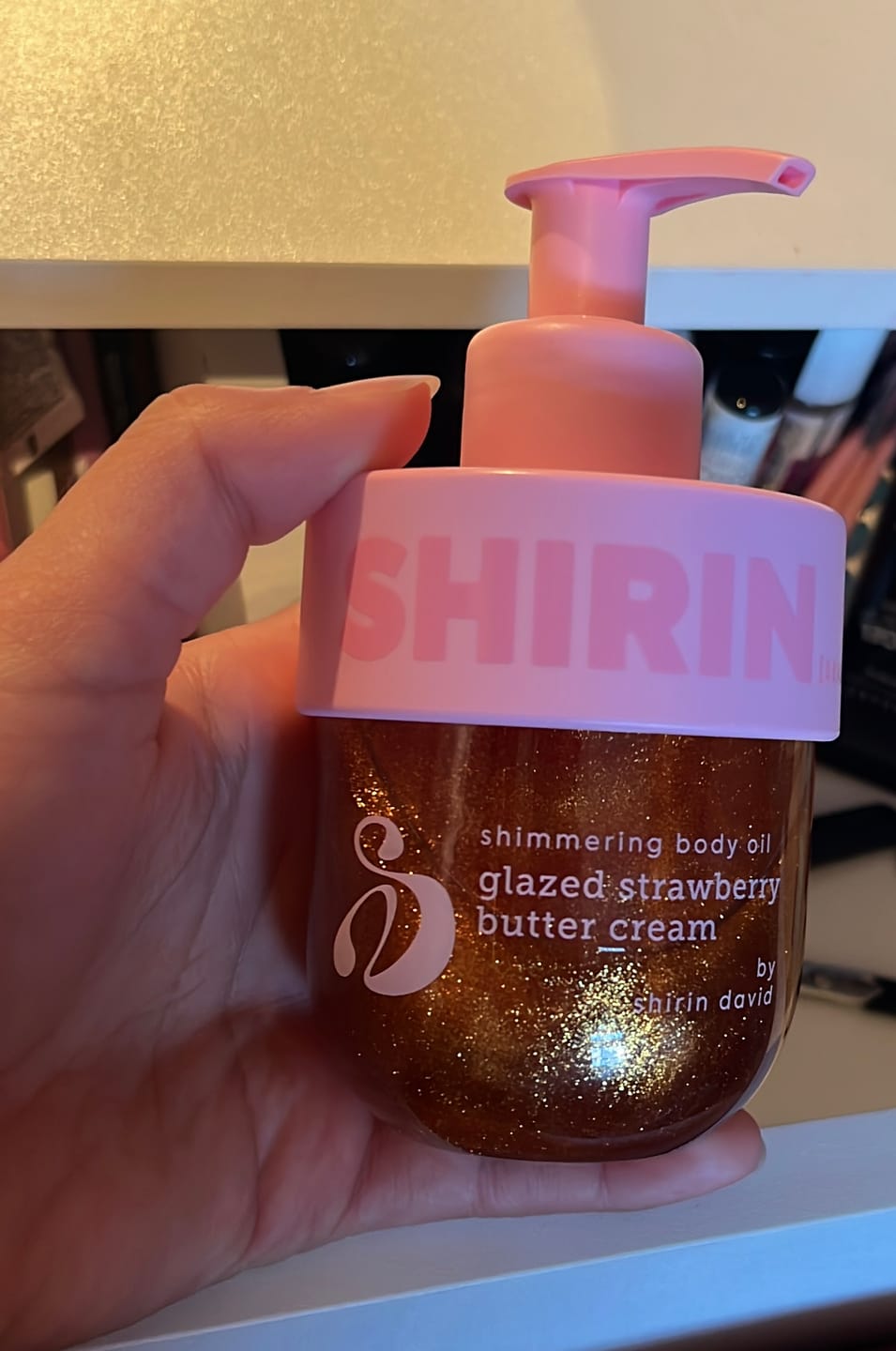 Customer photo review of Shimmering Body Oil Glazed Strawberry Butter Cream
