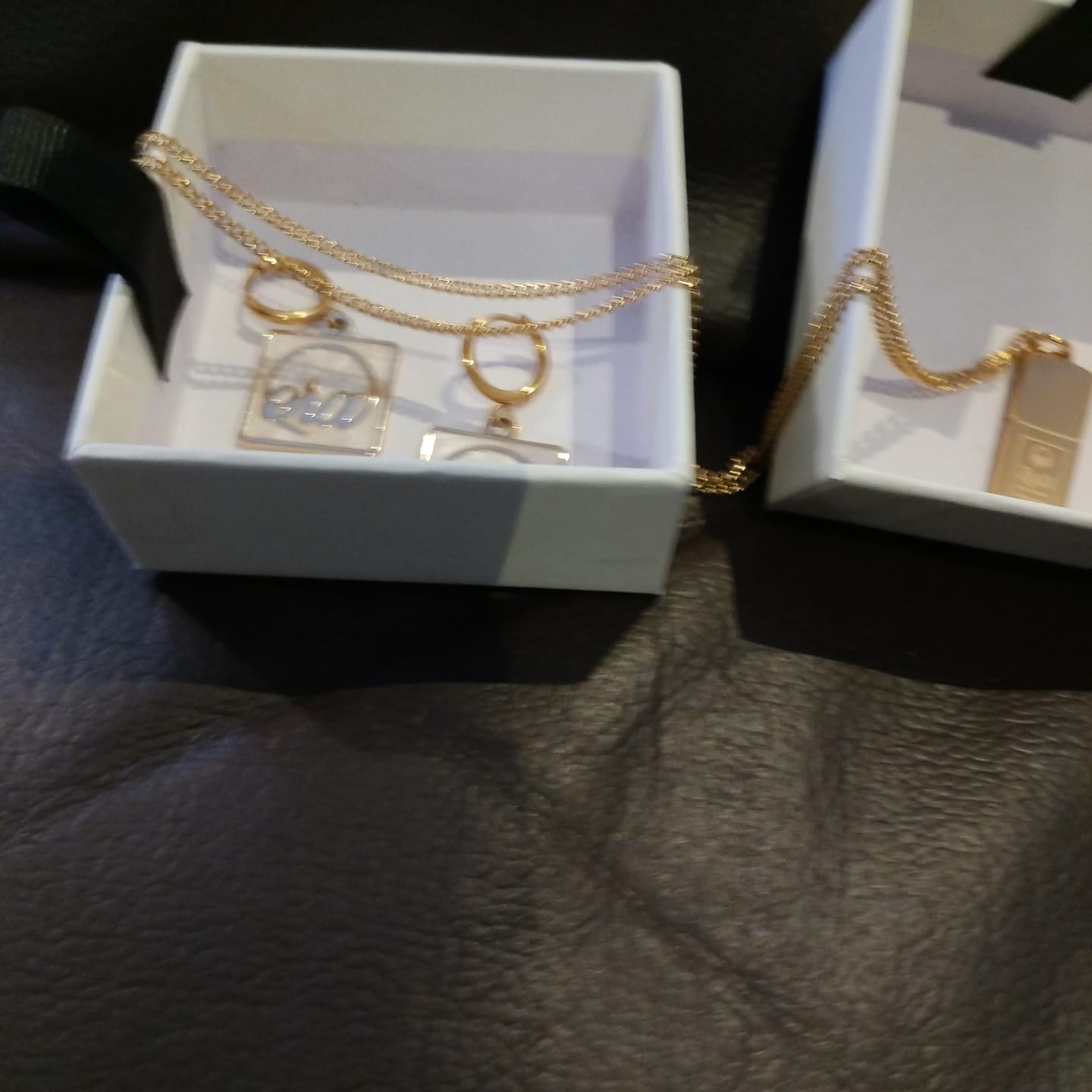 Customer photo review of Gold Pearl Square Drop Earring
