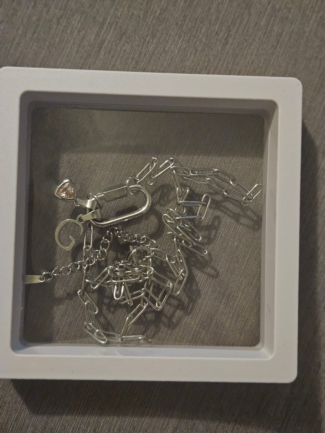 Customer photo review of Initial Birthstone w/ Paper Clip Chain