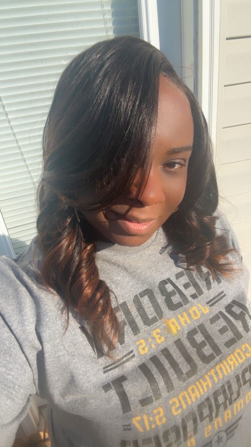 Customer photo review of Natural Color Body Wave Burmese Hair Double Drawn Weft Bundles with 2x6 HD Lace Closure