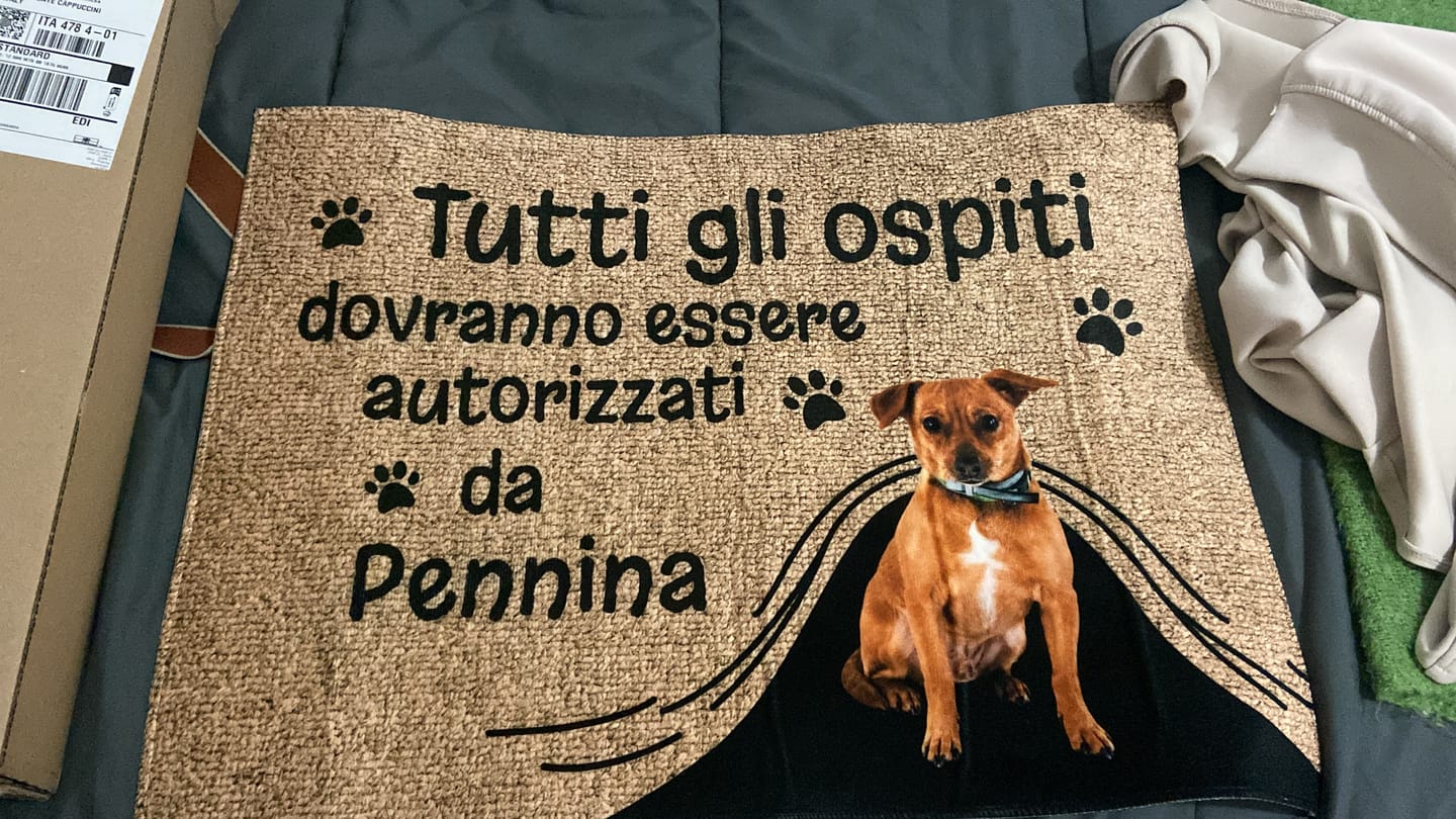 Customer photo review of Ospiti autorizzati - Zerbino personalizzato