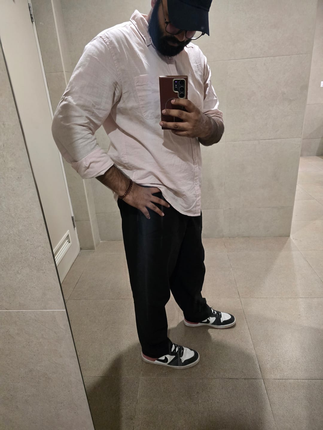 Customer photo review of Women Navy Blue Cotton Straight Pant
