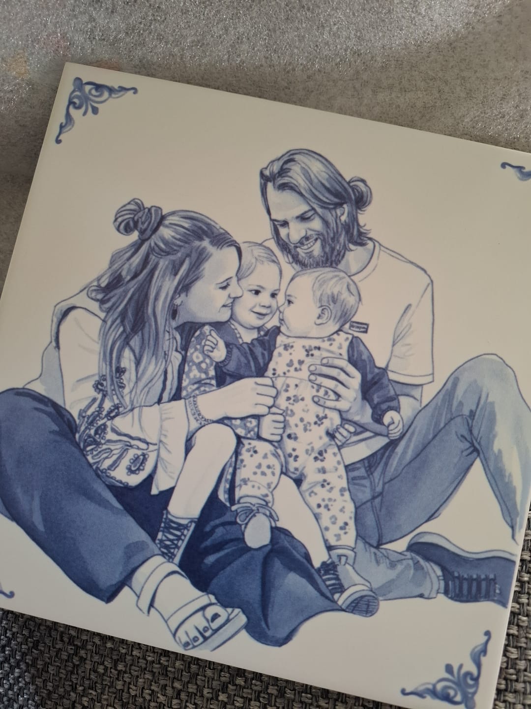 Customer photo review of Delfts Blauw tegeltje bedrukken met jouw foto