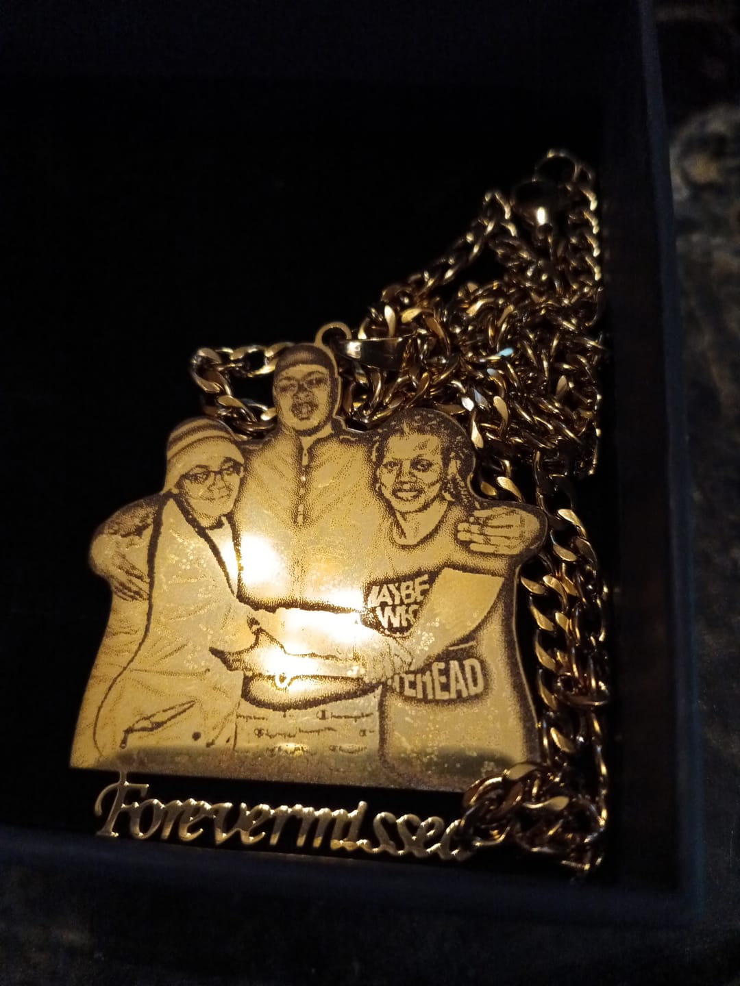 Customer photo review of Custom Photo Engraved Pendant Necklace
