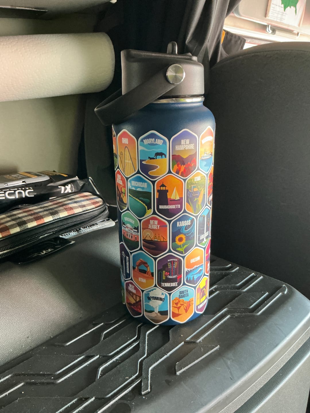 Customer photo review of Lets Wander™ 50 States Of The USA Water Bottle + Stickers
