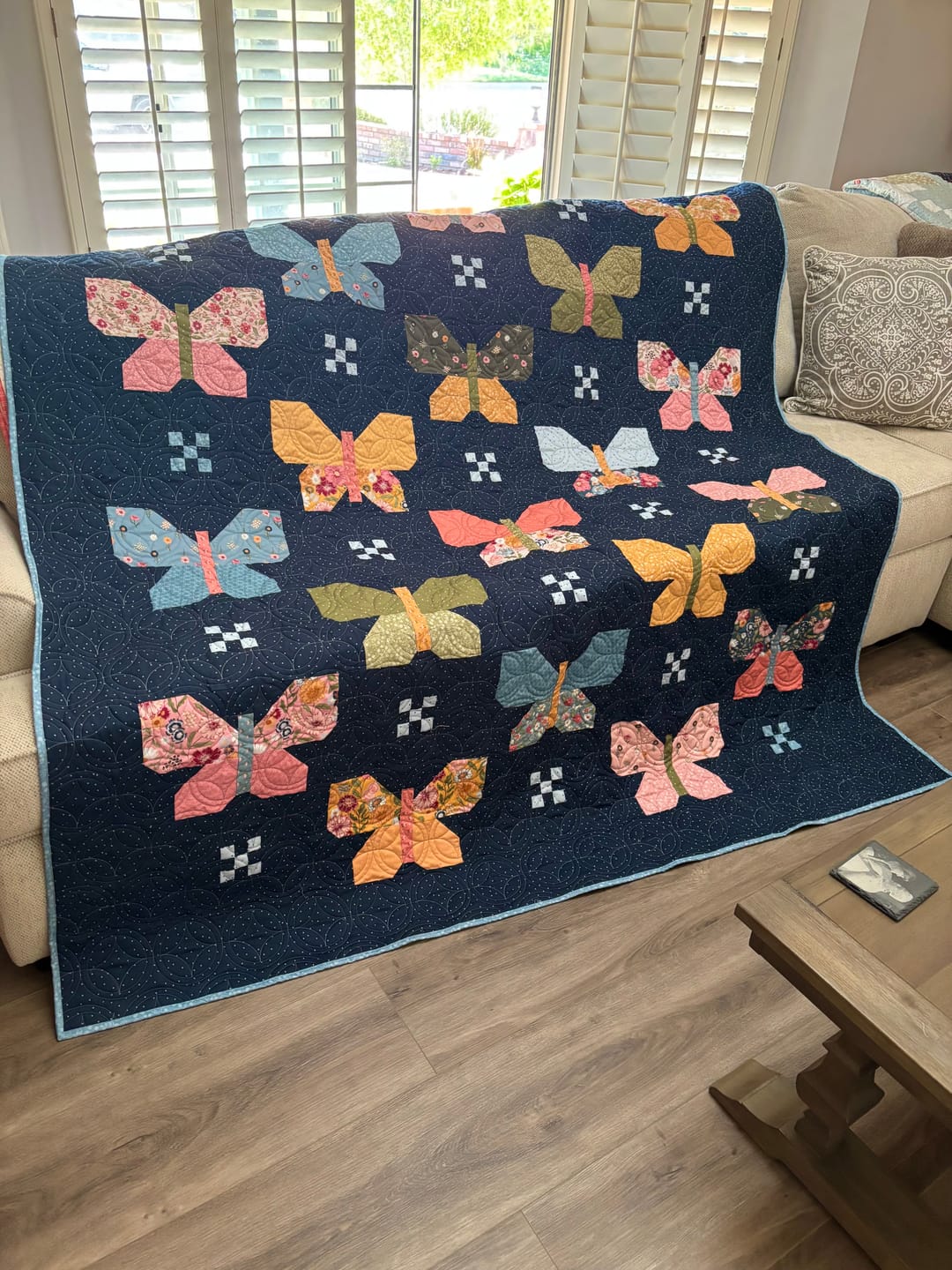 Customer photo review of Flutter Lella Boutique Pre-Cut Ready-To-Sew Quilt Kit Featuring Gorgeous New Fabrics