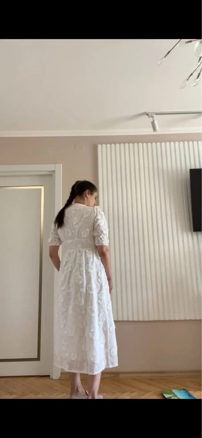 Customer photo review of Wendy Embroidered Lace V-Neck Midi Dress