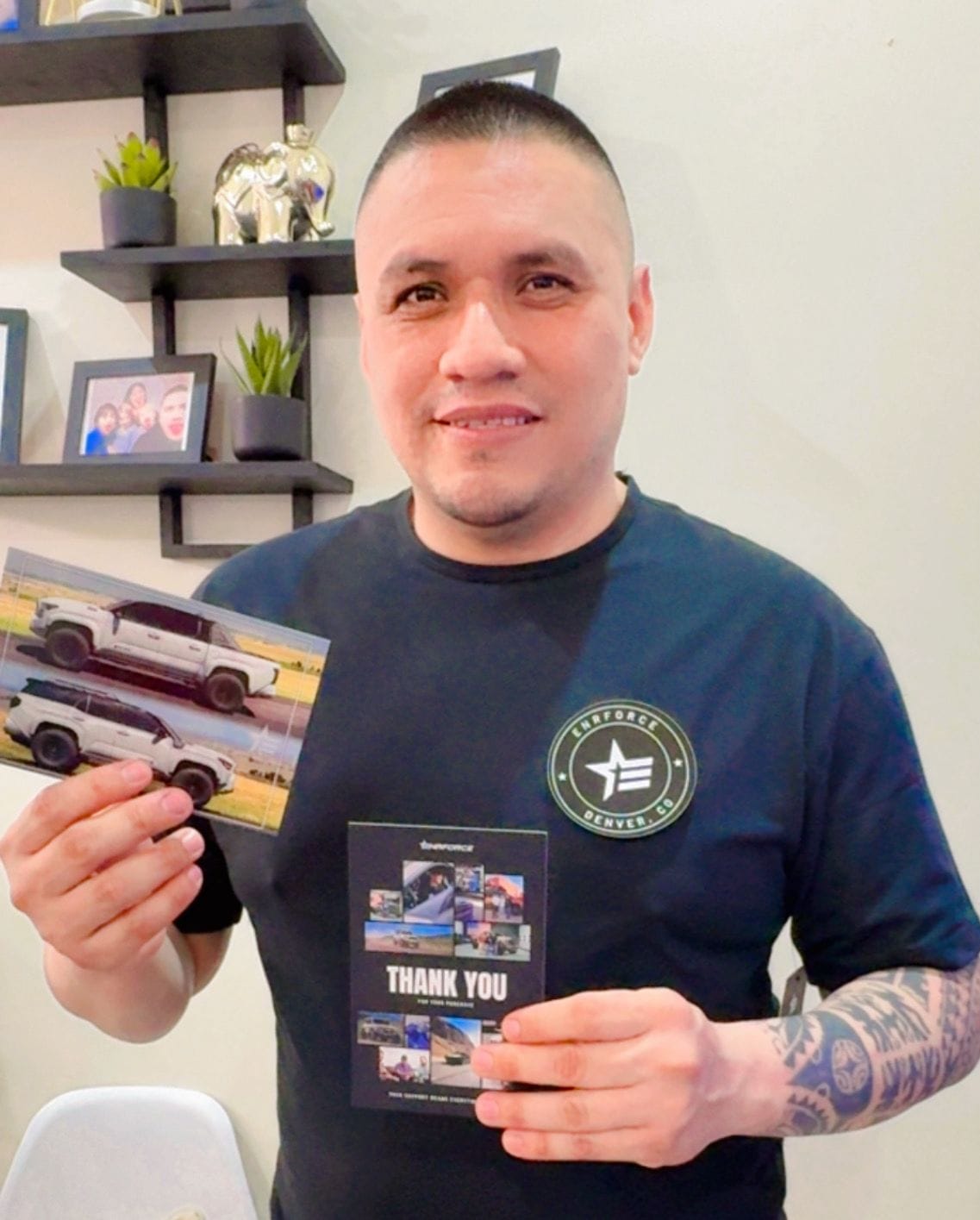 Customer photo review of Signature Line - Drop Cut Shirts