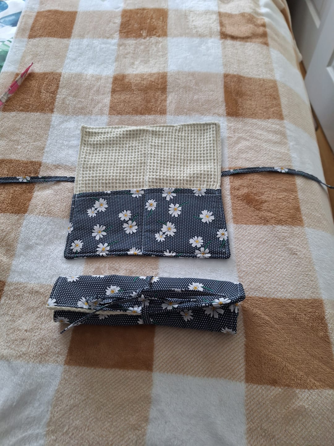 Customer photo review of White Flowers and Polka Dots Polycotton Fabric