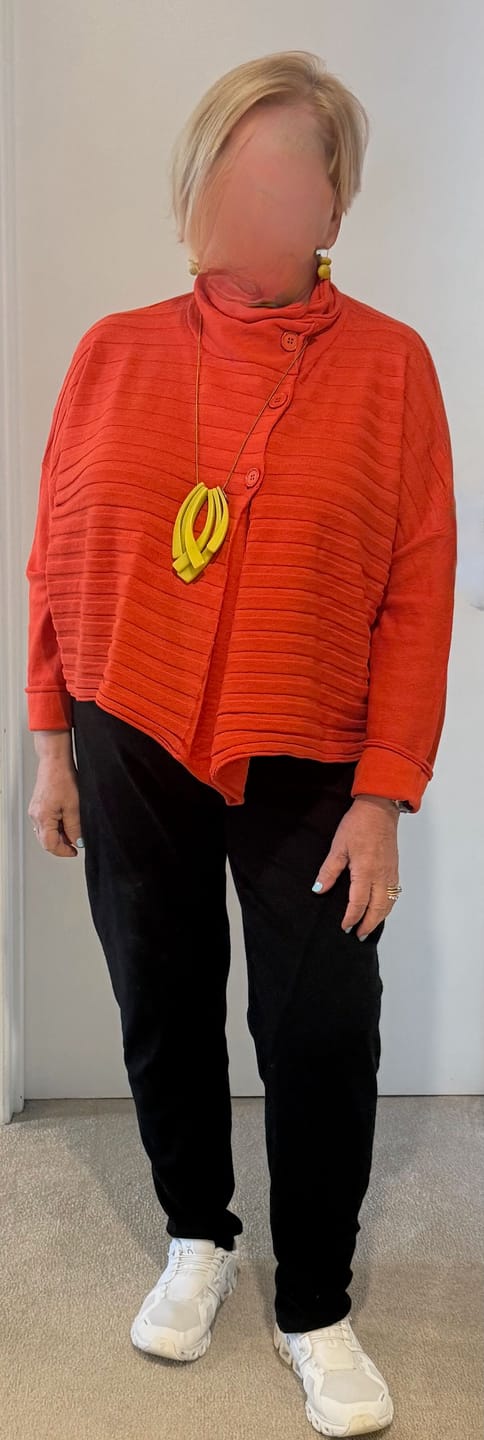 Customer photo review of COWL NECK BUTTON KNIT