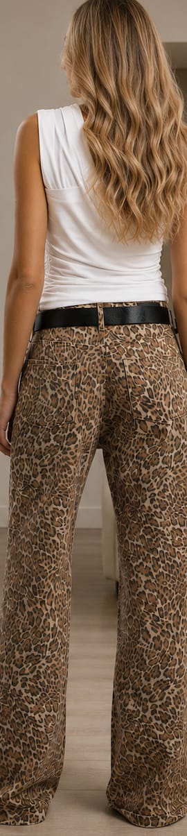 Customer photo review of JEANS WIDE LEG TIRO ALTO ADARA ANIMAL PRINT