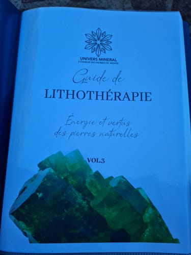 Photo d'un client montrant la couverture imprimée de l'e-book Guide de Lithothérapie vol.3.