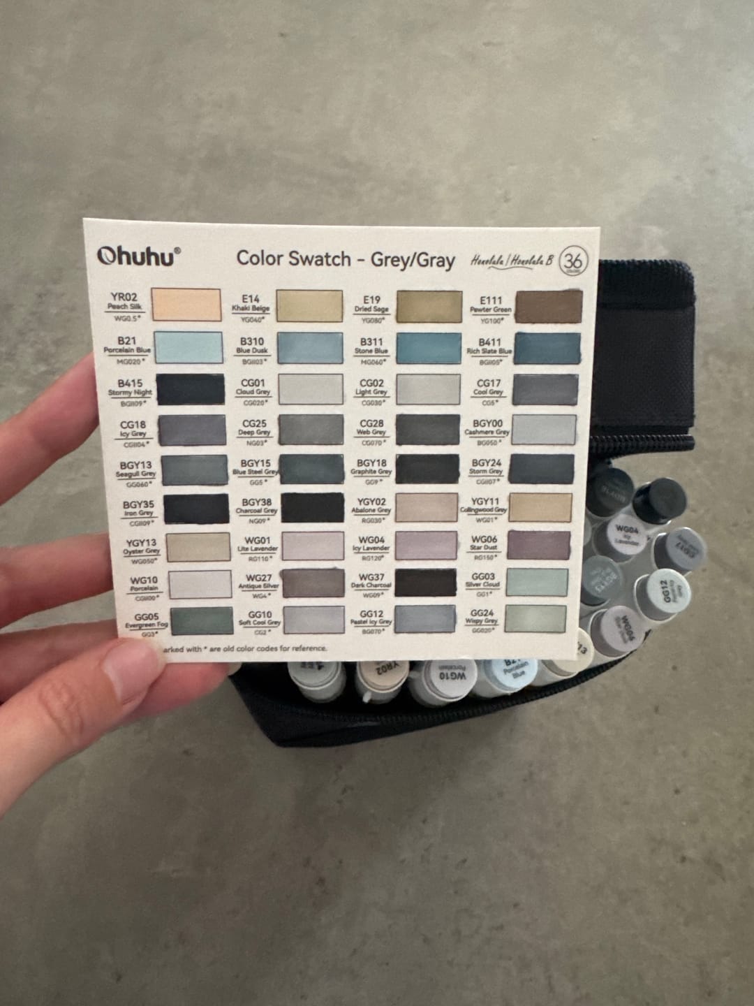 Customer photo review of Ohuhu Honolulu 36 Gray Tone Colors Dual Tips Alcohol Art Markers (New Color Codes)