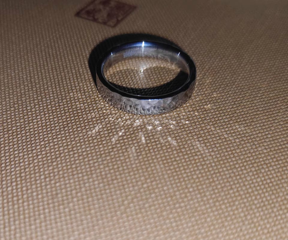 Customer photo review of Glimpse Eternity Pure Tantalum Hammered Mirror Ring
